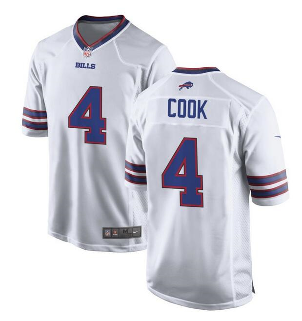 Men's Buffalo Bills #4 James Cook White Stitched Game Football Jersey Men's Buffalo Bills #4 James Cook White Stitched Game Football Jersey